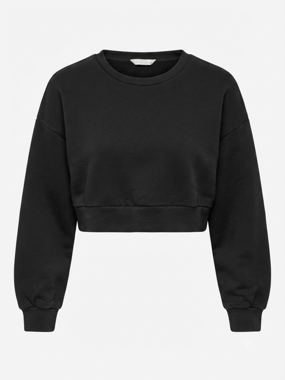 Reformation Hunter Black Cropped Sweatshirt French Terry Relaxed Crew Neck Small
